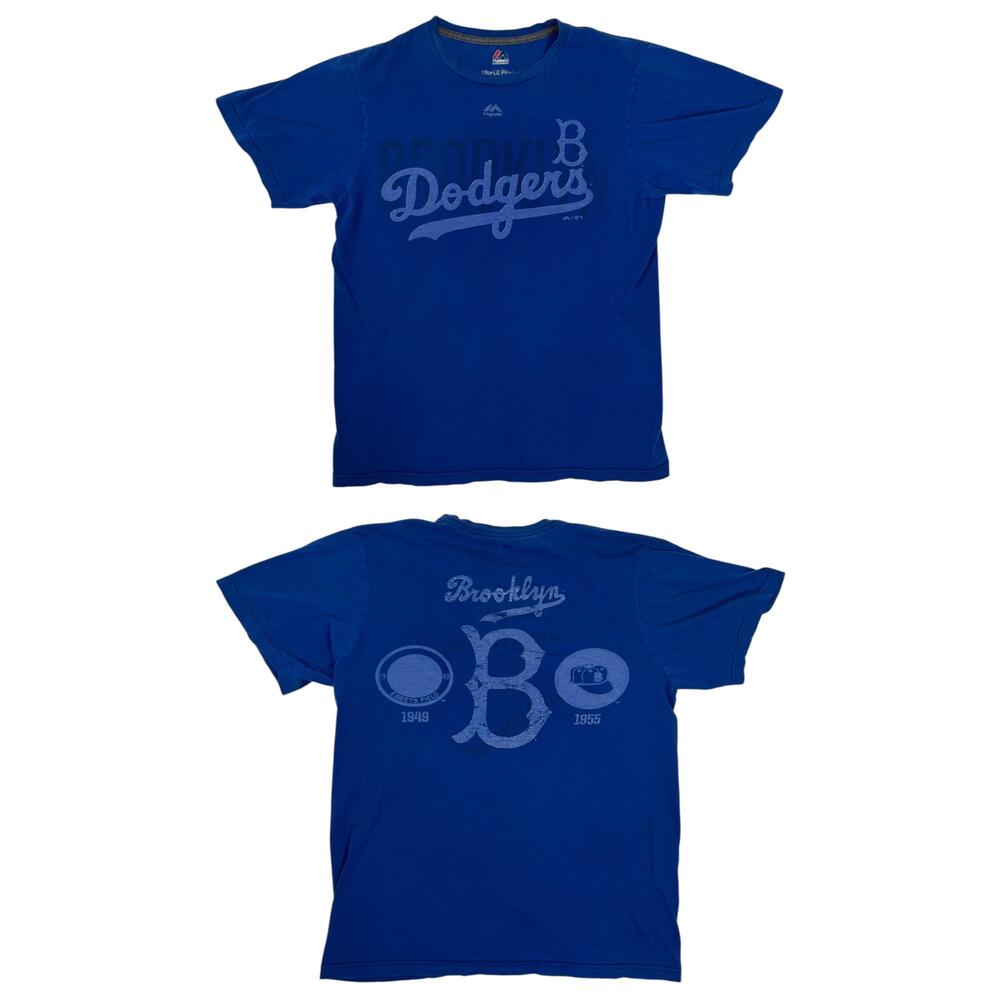 Brooklyn Dodgers T-Shirt Mens Medium Blue MLB Baseball Majestic Ebbets Field